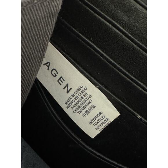 Skagen Crossbody Bag Black Leather Chain Link Clutch Cow Hide Envelope - Picture 12 of 15